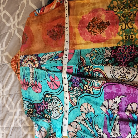 John Mark Colorful Floral Print Wired Collared Popover Tunic Top Size Small NWT - Picture 6 of 7